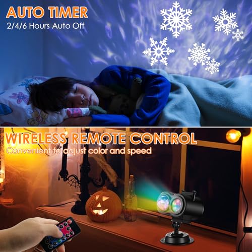 Enjoy Pet SE508-007 Halloween Christmas Projector Lights Outdoor 14 Hd Slides (3D Ocean Wave +Patterns) Led Landscape Lights Waterproof Holiday Projector Lights Xmas Halloween Decorations Projector thumb #3