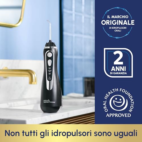 Waterpik Cordless Advanced, 3 Pressure Settings, Dental Plate Removal, Perfect for Travel and for Small Bathroom, Rechargeable USB Power Supply, Black Color (WP-582EU) - 6
