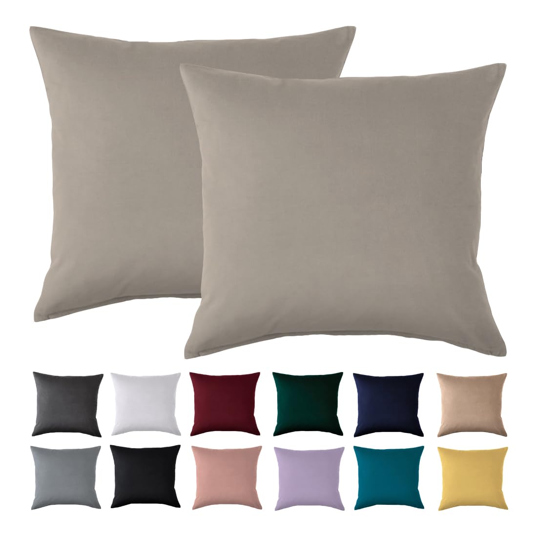 Cushion Cover 40 x 40 cm, Set of 2 - Pillowcases 40 x 40 cm, Taupe, for Cushions, 100% Microfibre Cushion Cover, Non-Iron and Wrinkle-Free with Zip