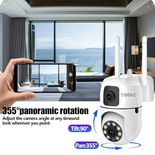Image of DDLC 4+4MP Smart WiFi PTZ CCTV Camera for Home Outdoor | 360 View | Color Night Vision | Motion Detection | Two-Way Audio | Wireless Security Camera with Mobile App V380 Pro (Dual Lens Mini Ptz)