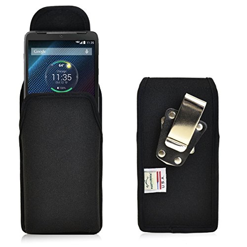 Turtleback Belt Clip Case Made for Motorola Droid Turbo Black Vertical Holster Nylon Pouch with Heavy Duty Rotating Belt Clip