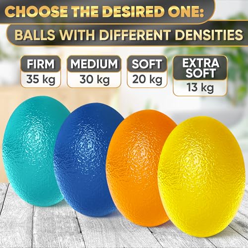 Image of 4 Pcs Squeeze Balls for Hand Therapy - 4 Resistance Levels Hand Exercise Balls for Arthritis, Pleasant to Touch & Lightweight - Physical Therapy Ball for Recovery, Stress Relief, Grip Strength, Focus