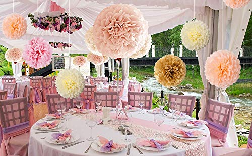 Paper Flowers - Fluffy Tissue Paper Pom Poms - Hanging Flower Ball for Baby Shower Decorations, Wedding Decor, Birthday Party Celebration - 25 Pcs - Thumbnail 4