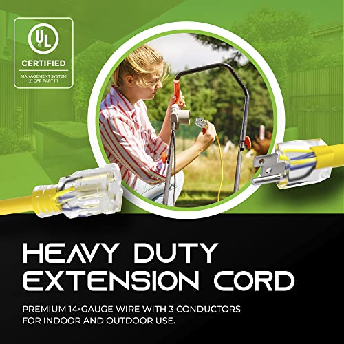 Gearit 14/3 Outdoor Extension Cord (100 Feet) 14 Awg Gauge - 3 Prong Plug - Sjtw Heavy Duty For Indoor/Outdoor - All Purpose Weather Resistant - Power Cord For Lawn, Garden, Appliances - 100Ft #TOP1