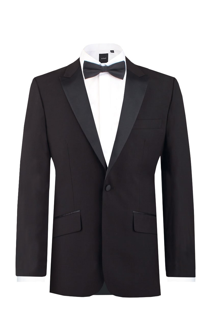 Dobell Mens Black Tuxedo Dinner Jacket Slim Fit Peak Lapel