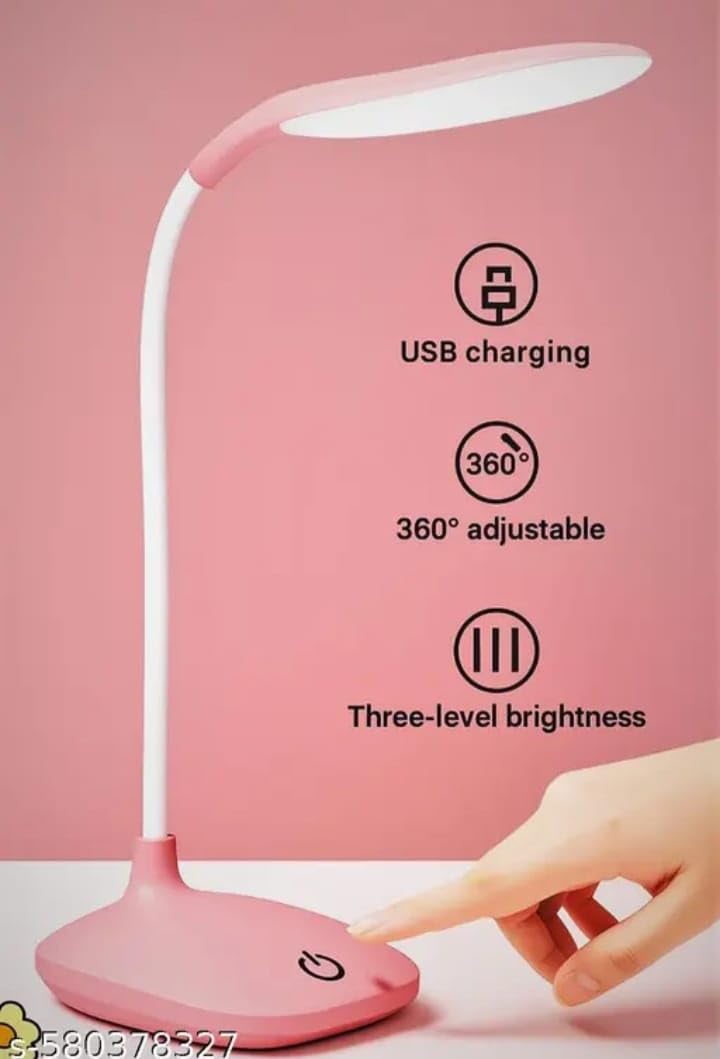 Rechargeable LED Desk Lamp with USB Charging, 360° Adjustable Flexible Gooseneck, 3-Level Brightness Touch Control, Pink and White Study Reading Light