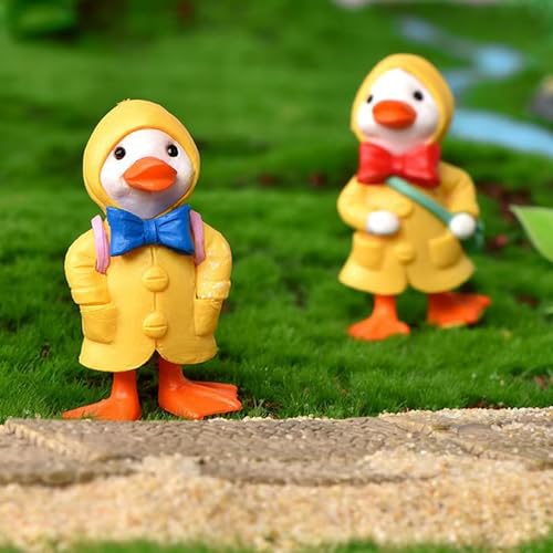 Estatuas de Patos en Resina Pintadas a Mano 4 Piezas miniatura 5