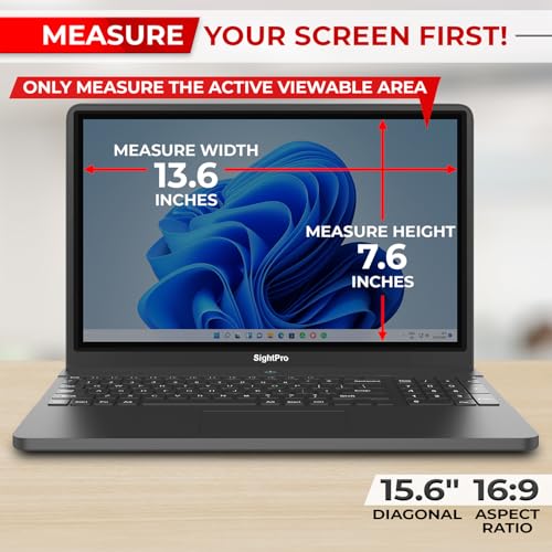 Image of SightPro 15.6 Inch 16:9 Laptop Privacy Screen Filter - Computer Monitor Privacy Shield and Anti-Glare Protector