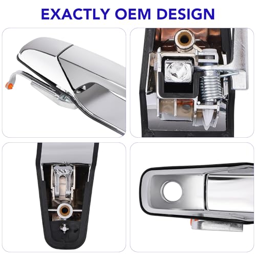 Exterior Chrome Door Handle Front Rear Driver Passenger Compatible with 2007-2013 GMC Sierra Yukon Denali,Chevy Tahoe Avalanche Silverado Suburban,Cadillac Escalade 20828258 25960526 22738725 22738726 - Thumbnail 4