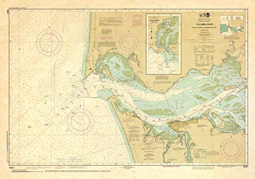 Paradise Cay Publications, Inc. Antiqued NOAA Chart 18521: Columbia River Pacific Ocean to Harrington Point; Ilwaco Harbor