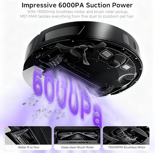 Image of MONSGA Robot Vacuum and Mop Combo, 6000Pa Robotic Vacuum with 3.5L Self Emptying Station, Lidar Navigation Robot Vacuum Cleaner, 180mins Runtime, APP /Remote /Voice Control, for Hard Floors and Carpets