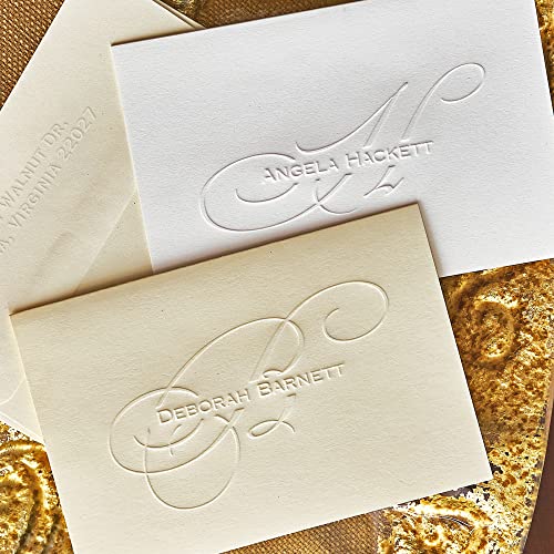American Stationery, Embossed Stationery Personalized, Name and Initial, Note Cards with Envelopes