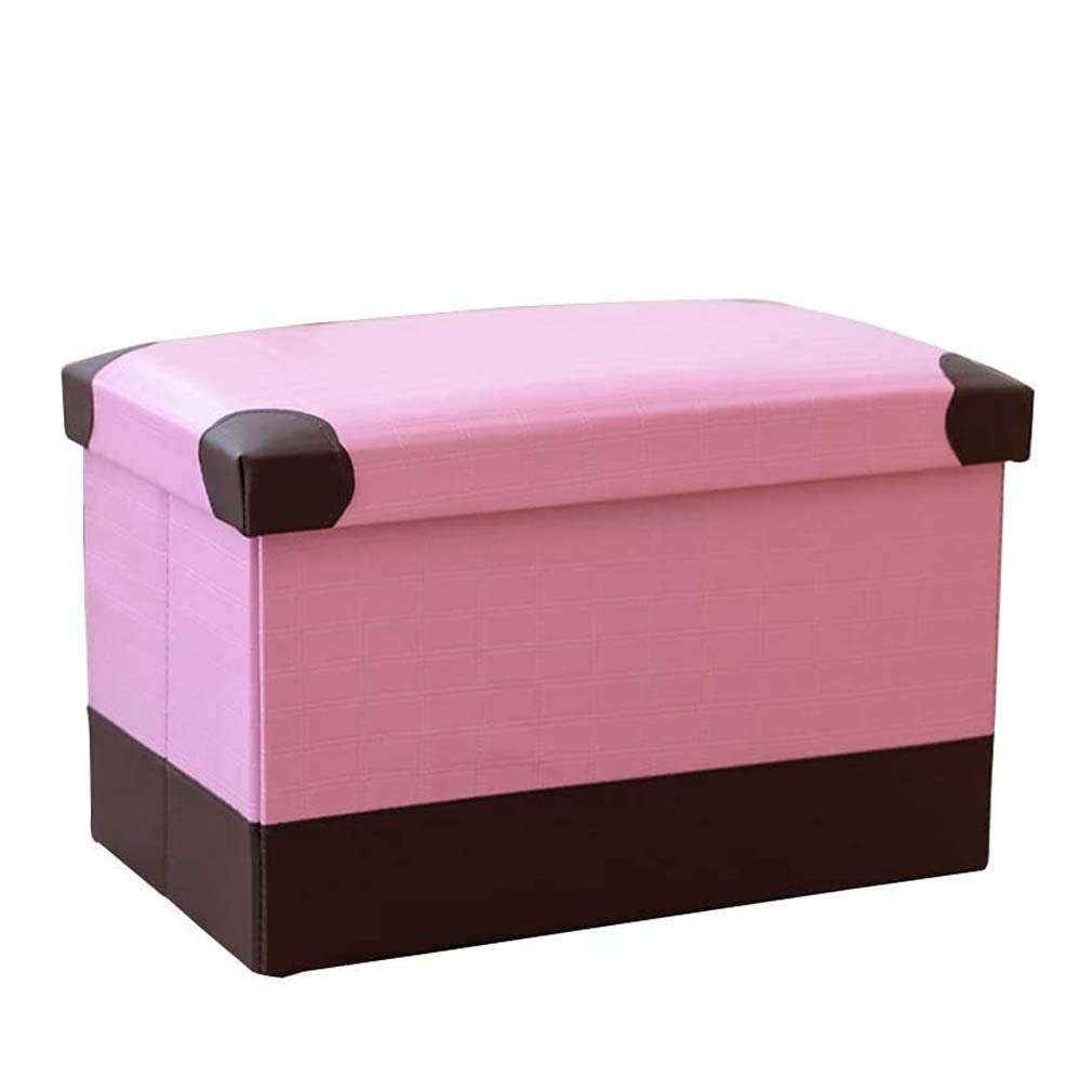 Pouf repose-pieds pliable rose et rectangulaire avec rangement pour salon et chambre
