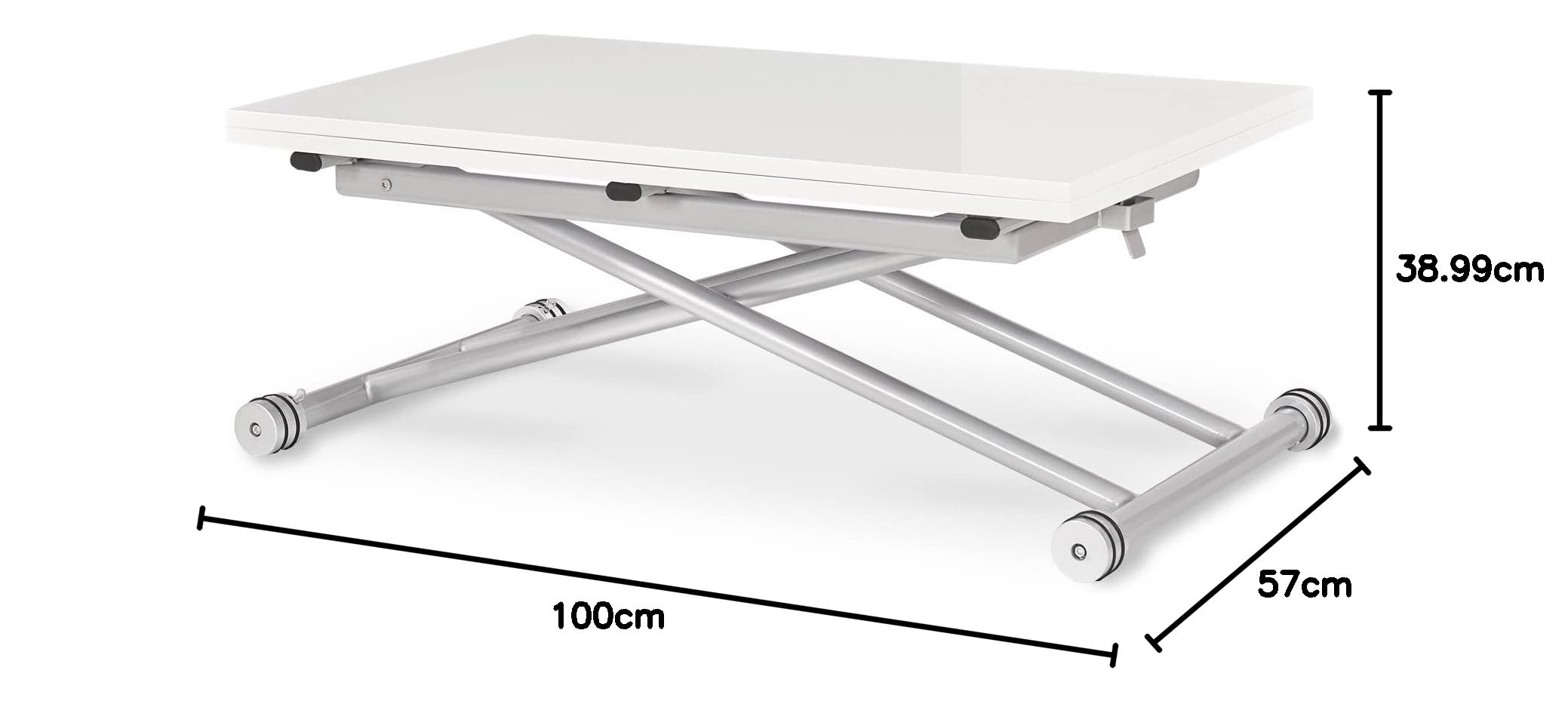 INTENSE DECO Table Basse relevable Blanc laqué