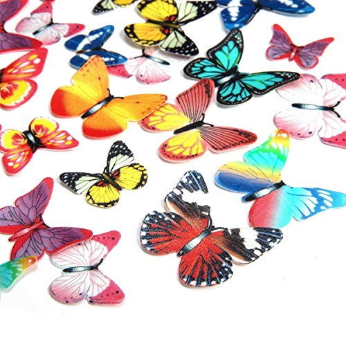 GEORLD 320pcs Edible Cupcake Topper Butterflies Wafer Paper Cake Topper Decoration
