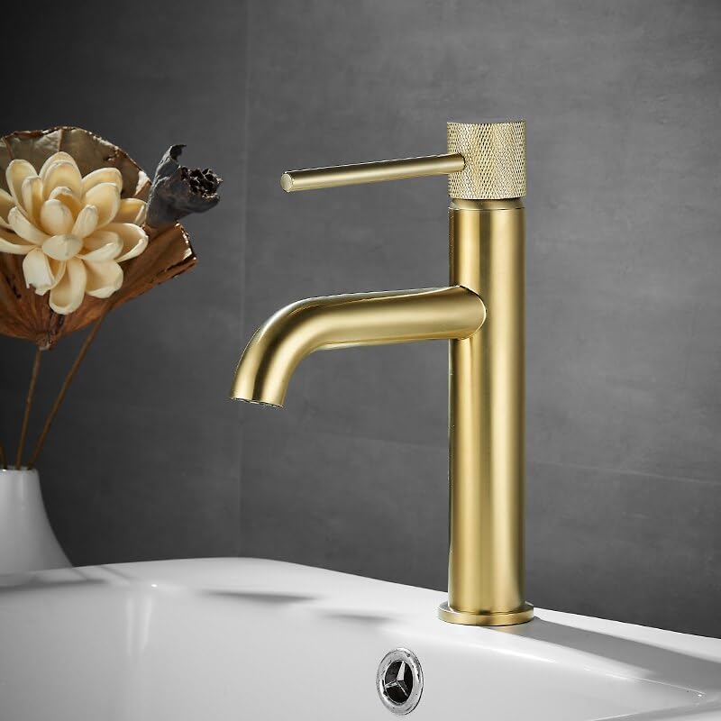 Mitigeur de salle de bain lavabo vasque eau chaude froide en laiton or mat