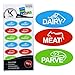 18 Assorted Kosher Labels -6 Blue Dairy, 6 Red Meat, 6 Green Parve Stickers -Oven Proof up to 500°, Freezable, Microwavable, Dishwasher Safe, English – Color Coded Kitchen Tools by The Kosher Cook
