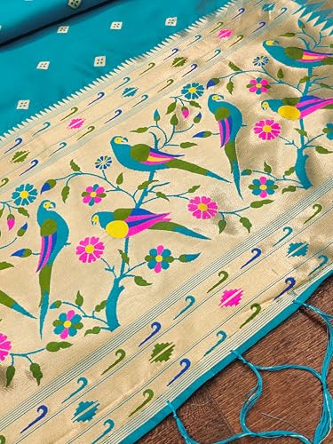 Image of DEVANGI Women's Woven Paithani Banarasi Silk Dupatta /Chunni For Women, Floral Print 1 Meter Wide and 2.3 Meter Length Printed Designer Dupatta /Chunni For Girls