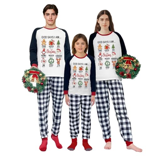 LuLiaMenton God Say I Am White Merry Christmas Matching Pajamas Set For Kids(Kid,5-6Y)