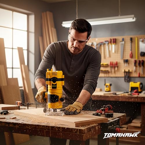 Image of TOMAHAWK TTM-7402 Professional Palm Router 650W Powerful Motor 32000RPM 6mm /6.35mm /8mm Collet Precision Woodworking Tool for Trimming, Grooving & Edge Finishing