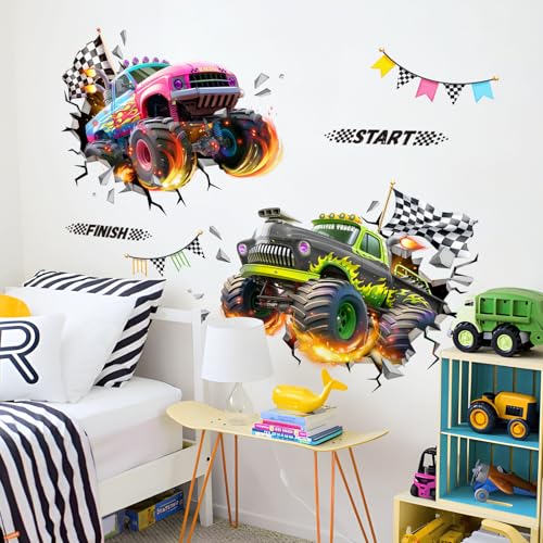 Vinilo decorativo 3D auto de carreras para pared infantil miniatura 2