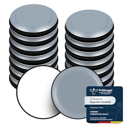 VABNEER Patins pour Meubles 16 Pièces 19 mm - Patins Téflon Ronds Auto-Adhésifs - Glissières de Protection pour Sols Lisses et Tapis