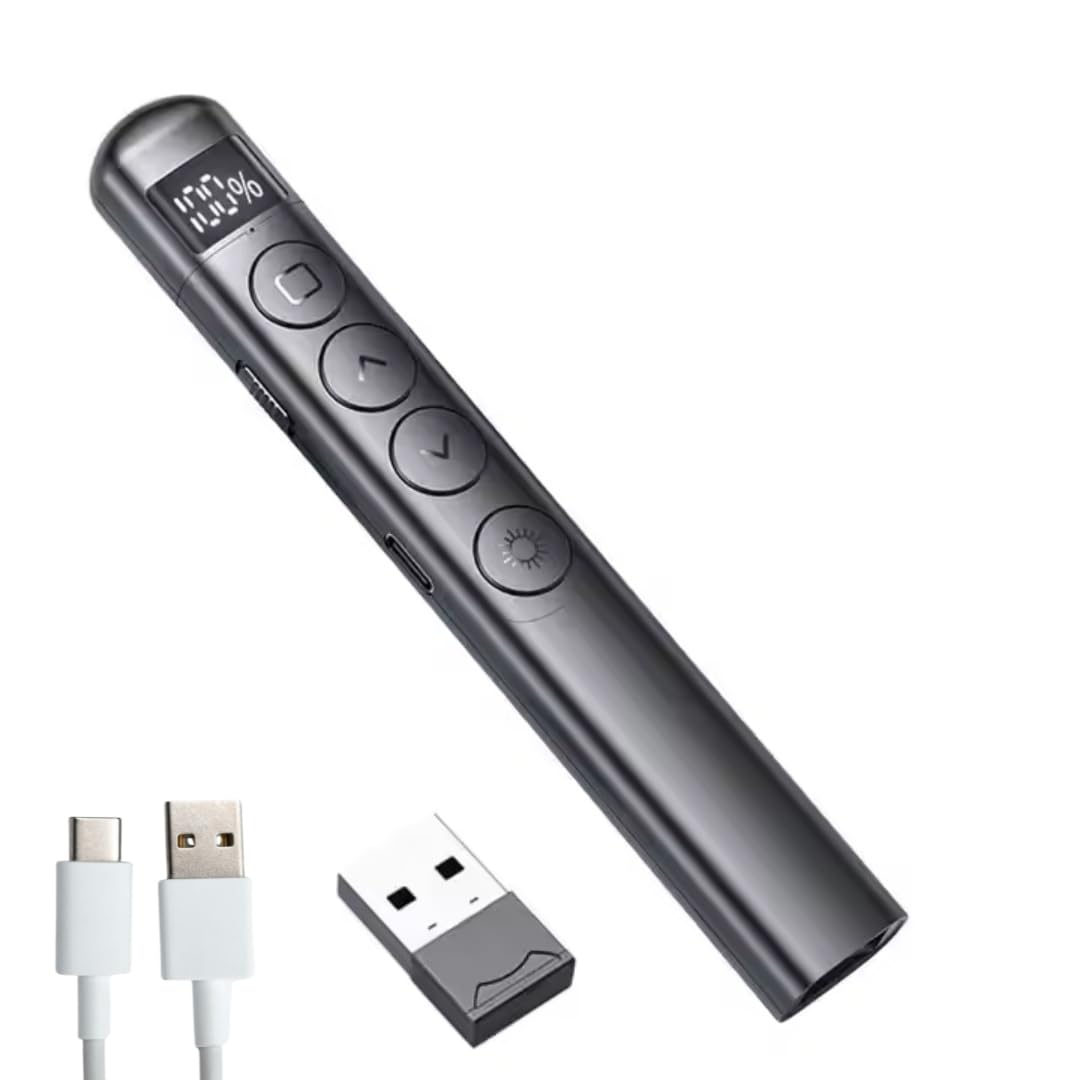 VIBOTON Rechargeable Wireless Presenter Remote with Red Laser Pointer, 2.4GHz PowerPoint Clicker with USB Receiver, Slide Advancer with Page Up/Down Control for PPT, Keynote, Classroom, Meeting-image-16
