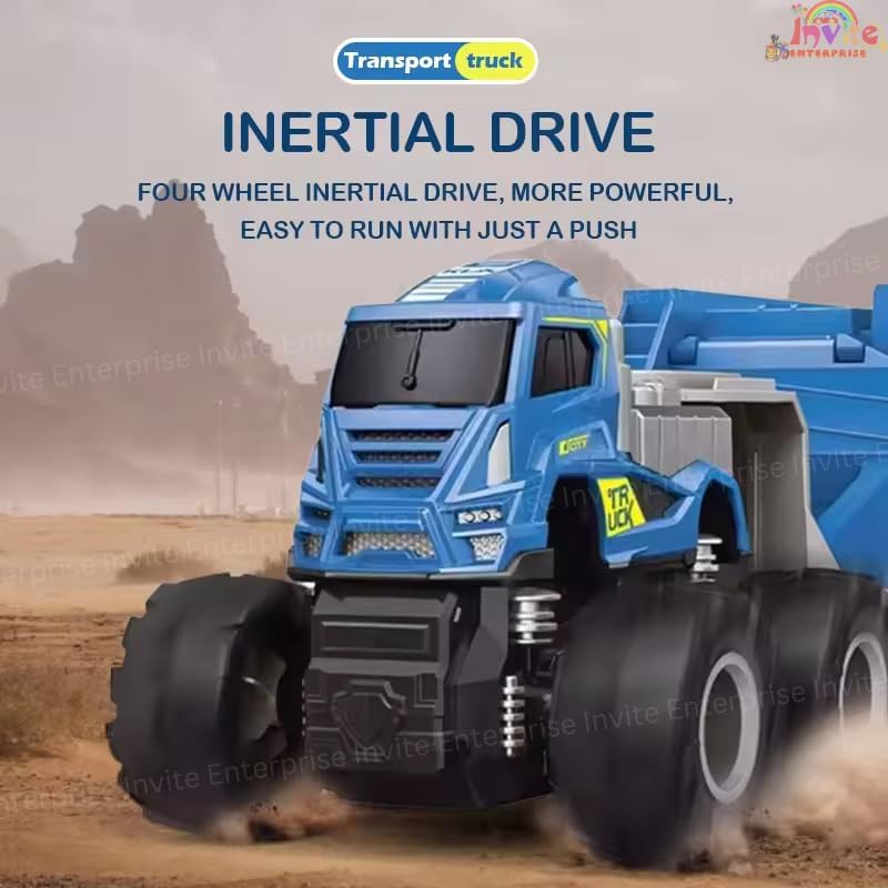 Image of 1:43 4WD Diecast Alloy Space Transport Trailer Truck Toys with Friction Powered Miniature Car Vehicle Toy for Kids, Boys and Girls 【2 Color Trucks = Sent Any 1 Truck】