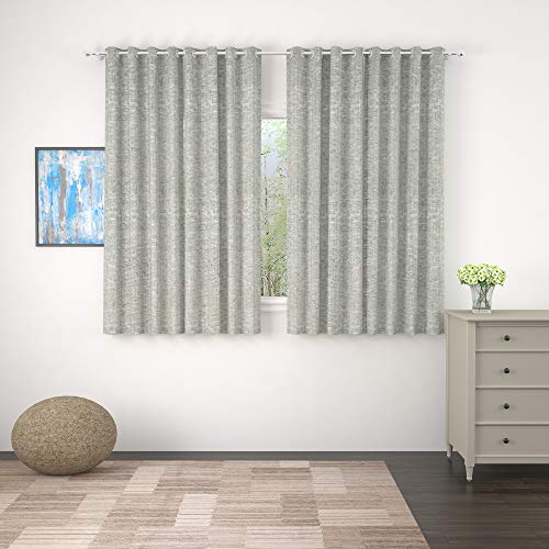 Image of Story@Home Bloom Collection Room Darkening Window Curtains 5 feet Long Set of 4 for Living Room, Bedroom, Kids Room - Silver Grey