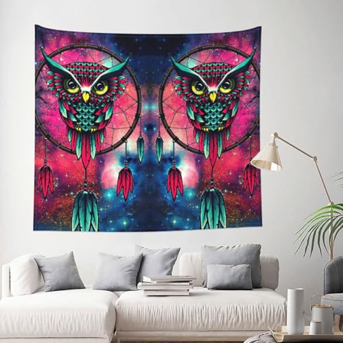 Tapiz grande EdWal de búho y galaxia (152x130 cm) para decorar la pared de tu sala 2