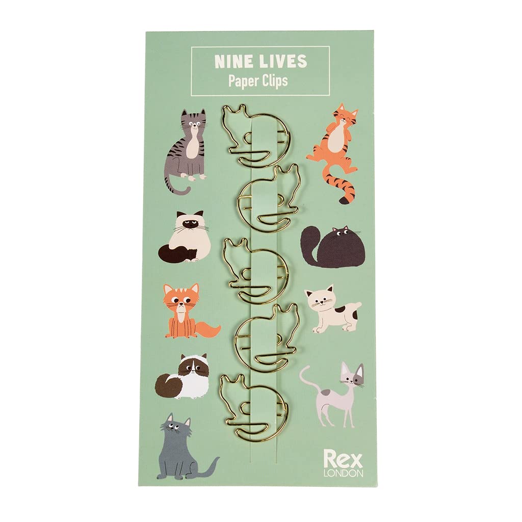 Nine Lives Cat Paper Clips (Pack of 5)