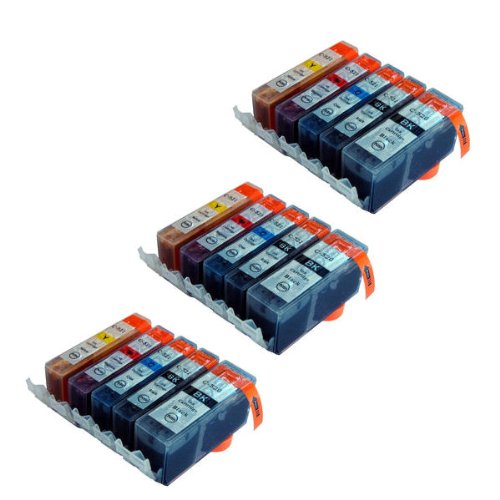 Image of 3x Sets of 5 CLI521 Compatible Ink Cartridges with chip (15x CARTRIDGES!). Multipack includes 3x PGI520 (PGI-520PGBK) Black & 3x CLI521 (CLI-521BK, CLI-521C, CLI-521M, CLI-521Y) Black, Cyan, Magenta, & Yellow Compatible Ink Cartridges for Canon PIXMA iP3600 iP4600 iP4600x iP4700 MP540 MP540x MP550 MP560 MP620 MP620B MP630 MP640 MP980 MP990 MX860 MX870 Inkjet Printers. Fully chipped and will show ink levels. FREE DELIVERY and VAT RECEIPT with every order.