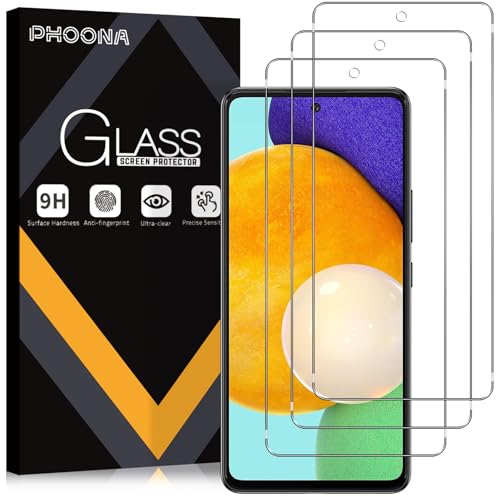 Phoona 3 Stück für Panzerglas für Samsung Galaxy A52 A52 5G A52S 5G Ultra-klar 9H Härte Panzer Schutz Glas Full Screen Stoßfest Frei von Kratzern HD Displayschutz Folie