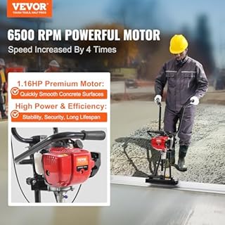 VEVOR Massetto in calcestruzzo elettrico a gas, set di barre in alluminio con bordo dritto da 8 piedi, motore vibrante per finitura in cemento a 4 tempi con maniglie