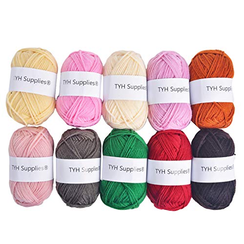 TYH Supplies MK Collection Lot de 10 écheveaux de fil acrylique pour tricot et crochet 32 g 70 m Cover