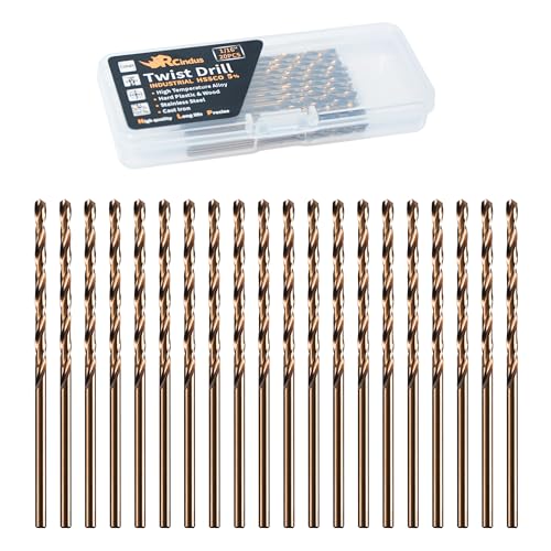 RCINDUS (20PCS) 1/16 Cobalt Drill Bit HSS M35 Metal Drill Bits for Steel Stainless Steel Cast Iron Hard Plastic and Wood