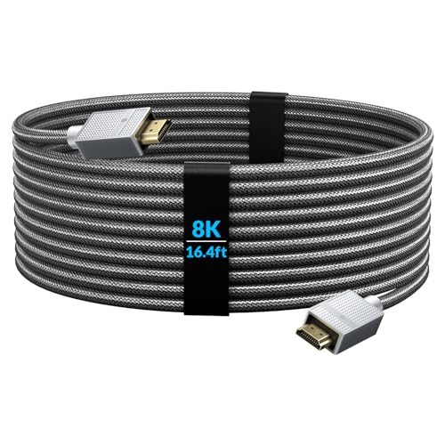 HDMI Cable [Ultra High Speed HDMI HDMI 2.1 Cable 8K@60Hz | 4K@120Hz, 16.4ft Durable Braided Short HDMI Cord for Gaming Xbox, PS 4/5, Steam Deck, etc -Bandwidth Capability 48Gbps
