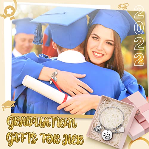 6 Pieces Graduation Bracelet Gifts For Her 2023, High School College Grad Bangle Gifts Congrats Bracelets Gifts Graduation Inspirational Jewelry With Grad Cap Charm For Women Girls Graduates #TOP3