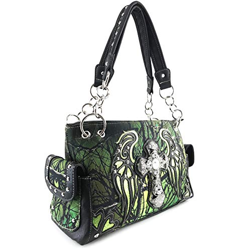 Image of Zelris Camouflage Shine Glow Cross Wings Women Conceal Carry Handbag