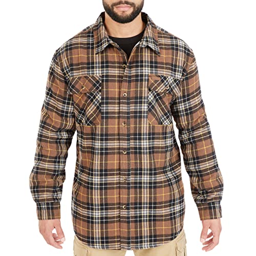 Image of Smith's Workwear Men's Sherpa-lined Cotton Flannel Shirt Jacket