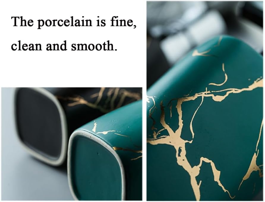 3 Pieces of Ceramic Soap Dispenser,Bathroom Accessories Set,Pump Bottle,Hand Wash Dispenser,Used for Bath Lotion,Shampoo,Lotion,etc.,Capacity 350ml (Green 7 * 17cm)