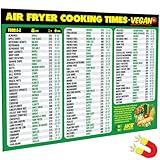 Air Fryer Cheat Sheet Magnet, Vegan Edition - Air Fryer Cooking Times Chart for 100 Vegan Food Items - Magnetic Airfry Guide for Vegetarian Cookbooks and Recipes - Plant Based Diet Airfryer Accessory