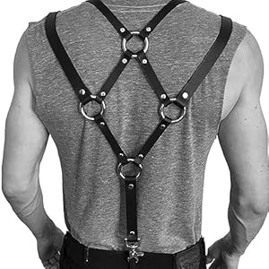 WOPOLIUE Herren Leder Einstellbar Hosenträger Fetisch Punk Body Erotik Schultergurt Brustgeschirr Brust Harness Geschirr Bondage Sexgeschirre SM Fesseln Cosplay Party Kostüme