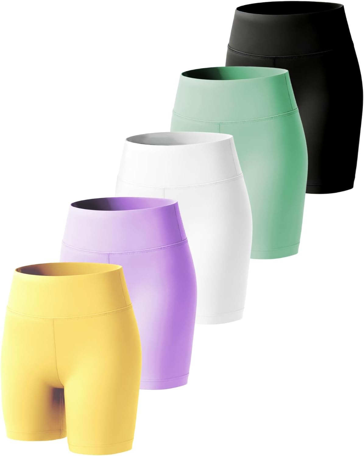 5 Pack Girls 4'' Athletic Bike Shorts, High Waisted Running Workout Yoga Volleyball Shorts for Kids Teen