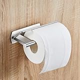 Toilet Paper Holder Wall Mount, Toilet Paper Storage Metal, Adhesive Rustproof Toilet Paper Roll Holder Wall Mounted, Large Roll Hanging Holder for Bathroom, Kitchen, Washroom RV (Silver)