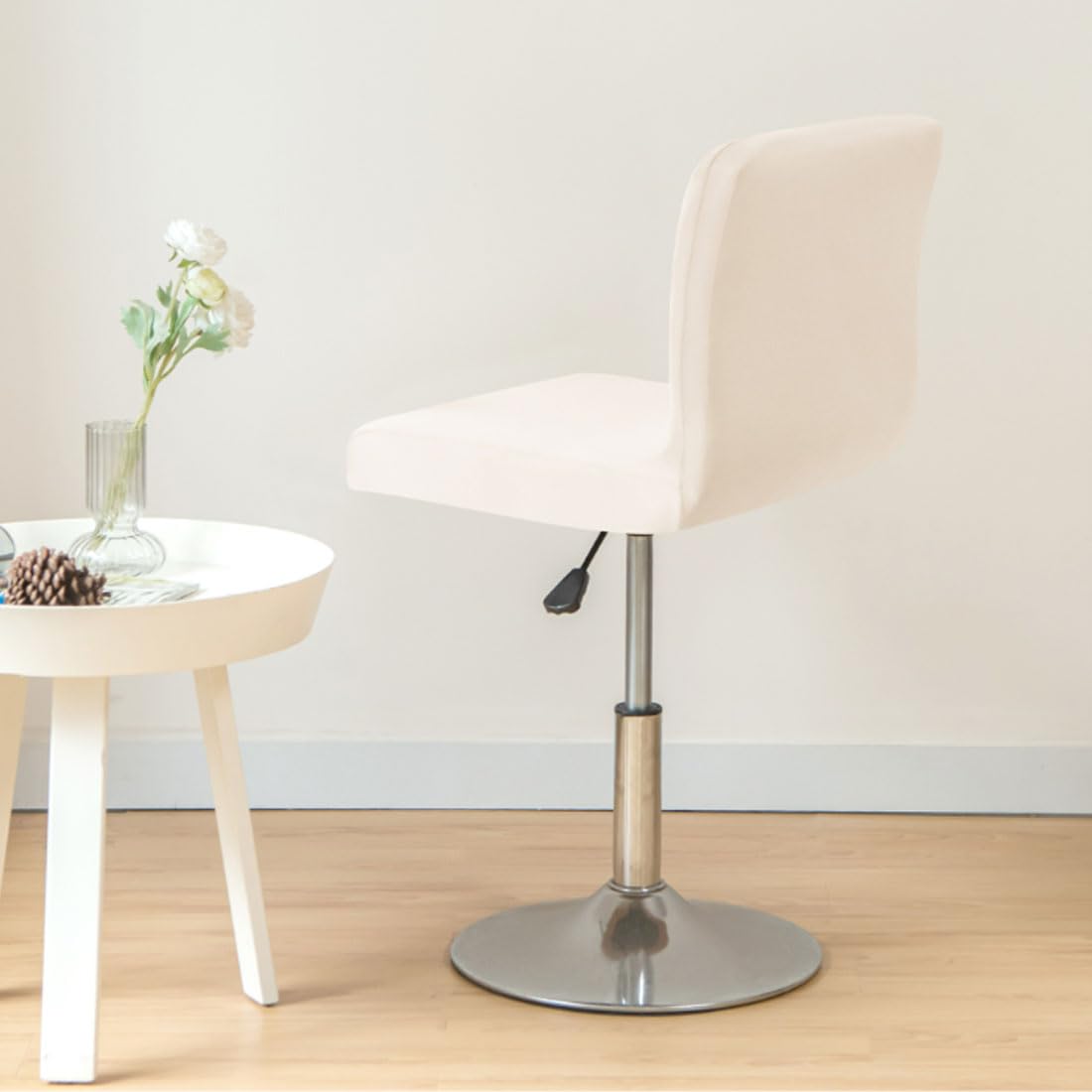 Levoberg Housse de Tabouret de Bar avec Dossier Imperméable Housse de Chaise de Salle à Manger Pivotante Couverture de Chaise Haute de Bar Extensible 4 Pièces Beige