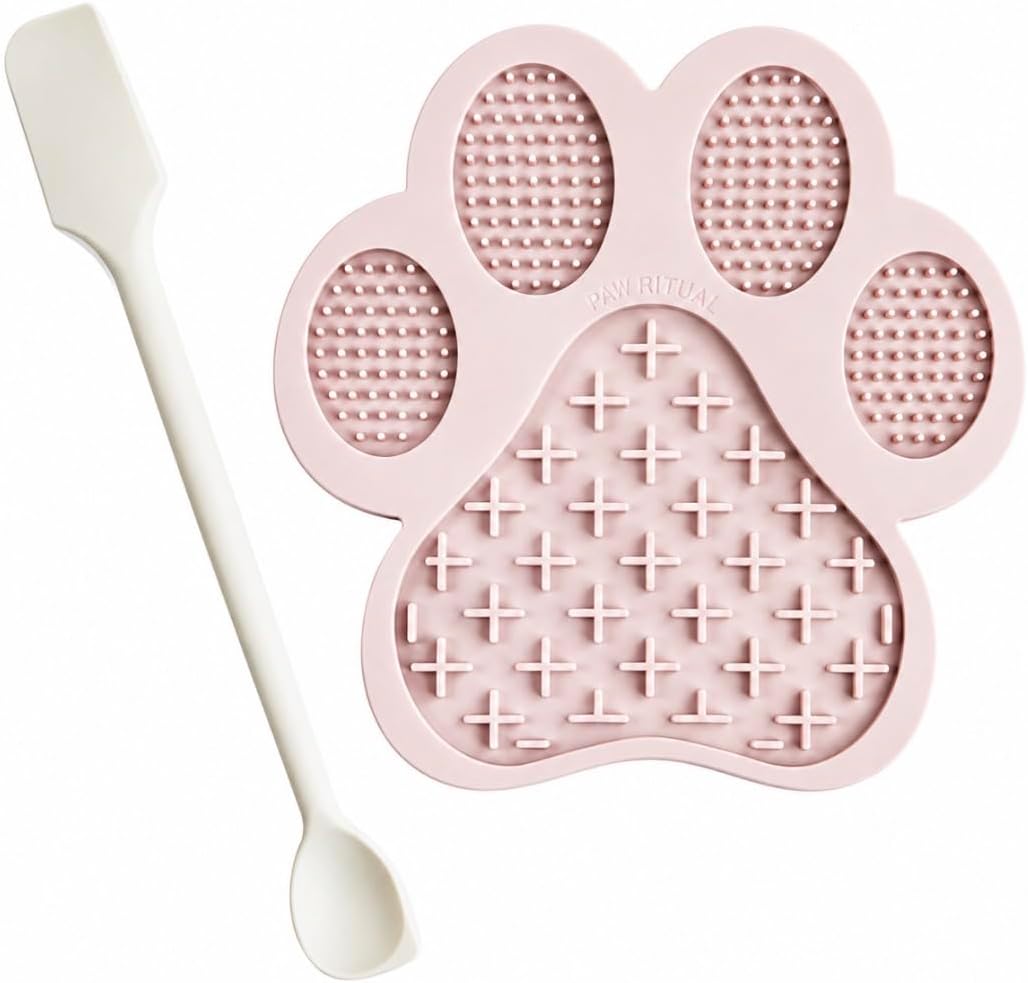Calm Lick Mat for Dogs-Slow Feeder Silicone Mat (Blush)