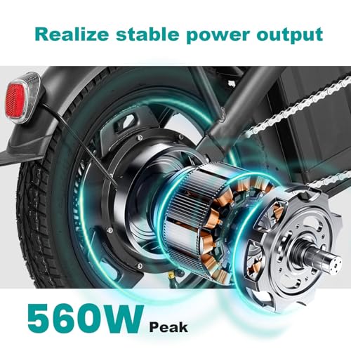 Electric Bike for Adults Teens, Folding Ebike,Commuter City Foldable E Bike with 560W Motor and 48V 10Ah Battery, 21.6MPH Speed Pedals Assist, Dual Disc Brakes,14" Compact Electric Bicycle with Basket - Image 2