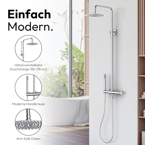 Ensemble de douche chromé Marwell Classico 20 cm avec barre réglable - 3