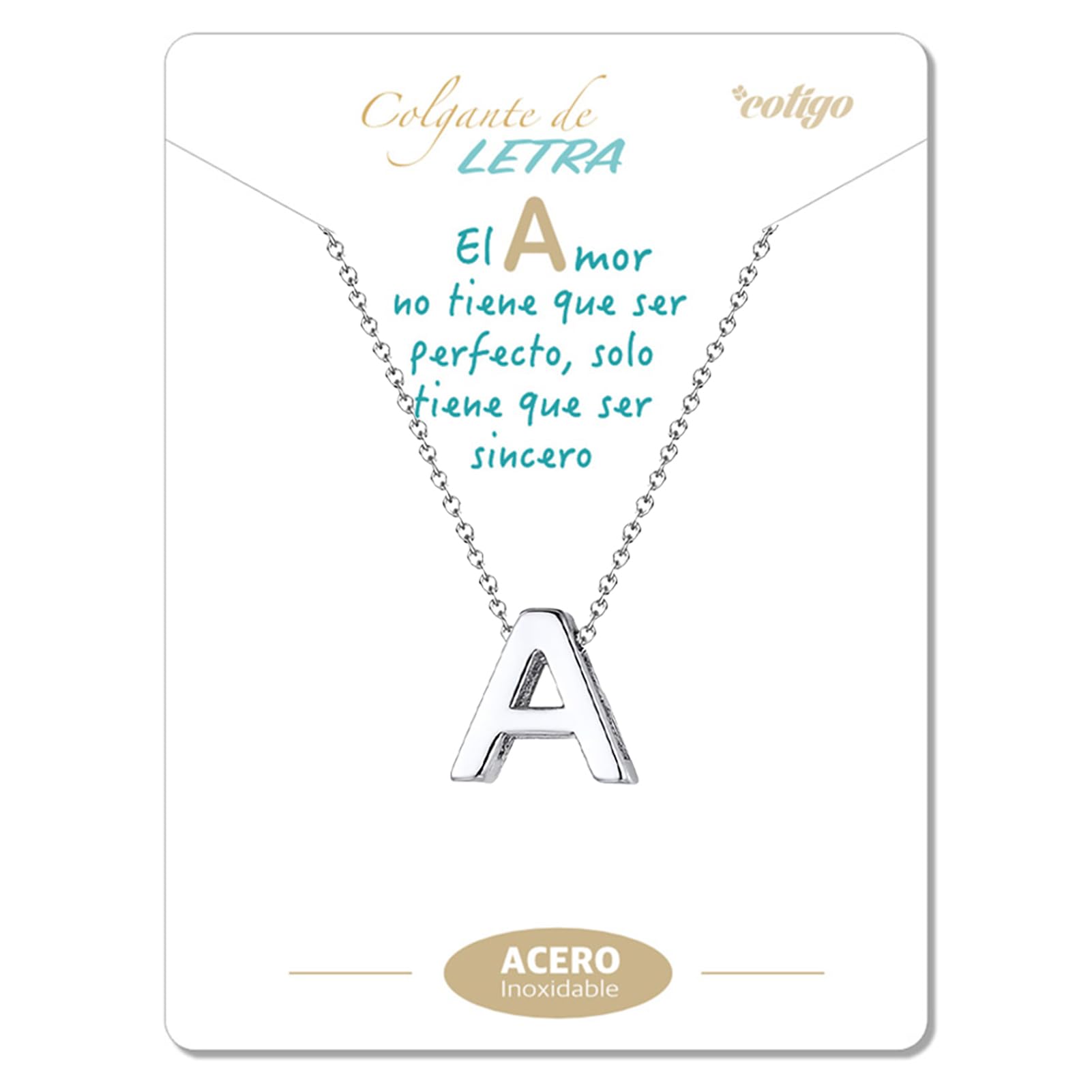 cotigo Collar Inicial Acero Inoxidable, Collar Mujer con Colgante letra A-Z Pequeñas - Bisutería Regalo Madre Cumpleaños, Novia o Amigas, Color Plateado y Dorado